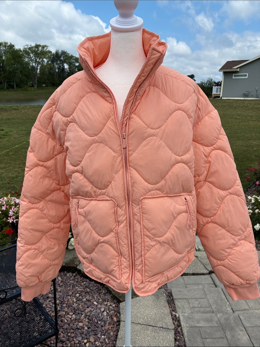 FLX Peach Quilted Puffer Jacket M
